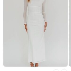 Selfie Leslie White Long Sleeve Dress